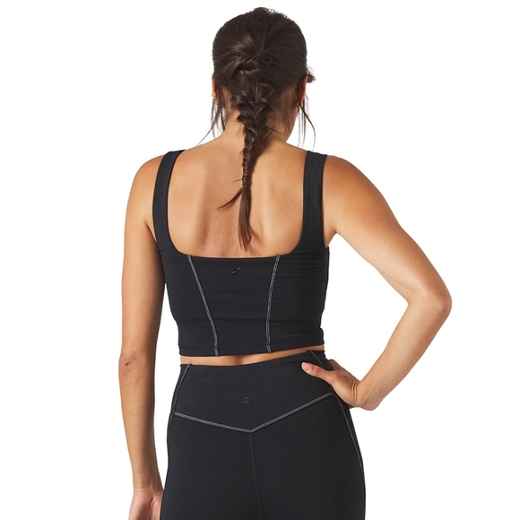 Glyder Corseted Yoga Sports Bra Black White Large - Picture 4 of 7